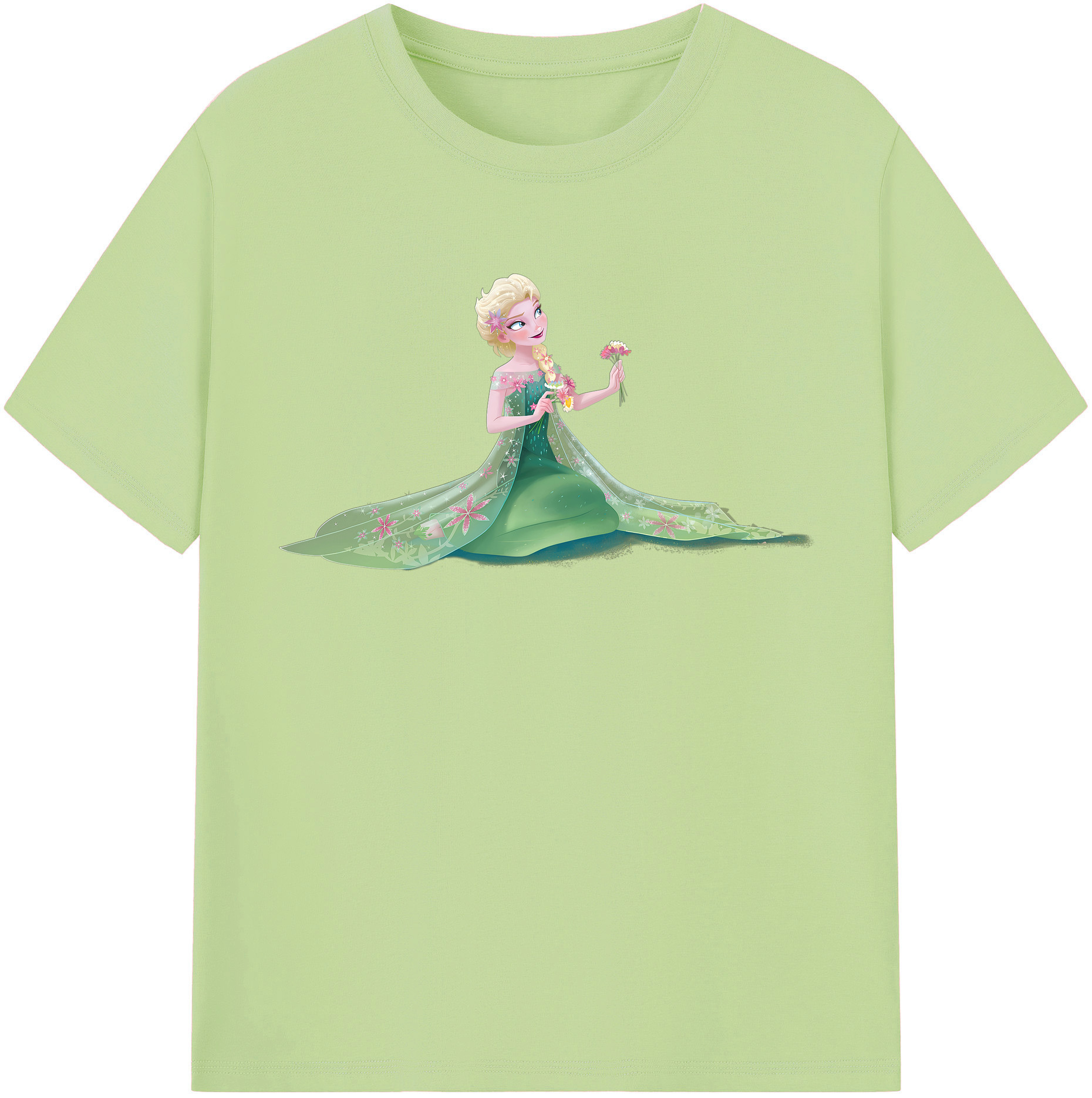 （画像用） アナと雪の女王 アンナ エルサ Frozen Anna Elsa 綿100％半袖Tシャツ（フロントプリント）